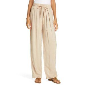 Vince Wide Leg High Rise Drawstring Pant Beige XL